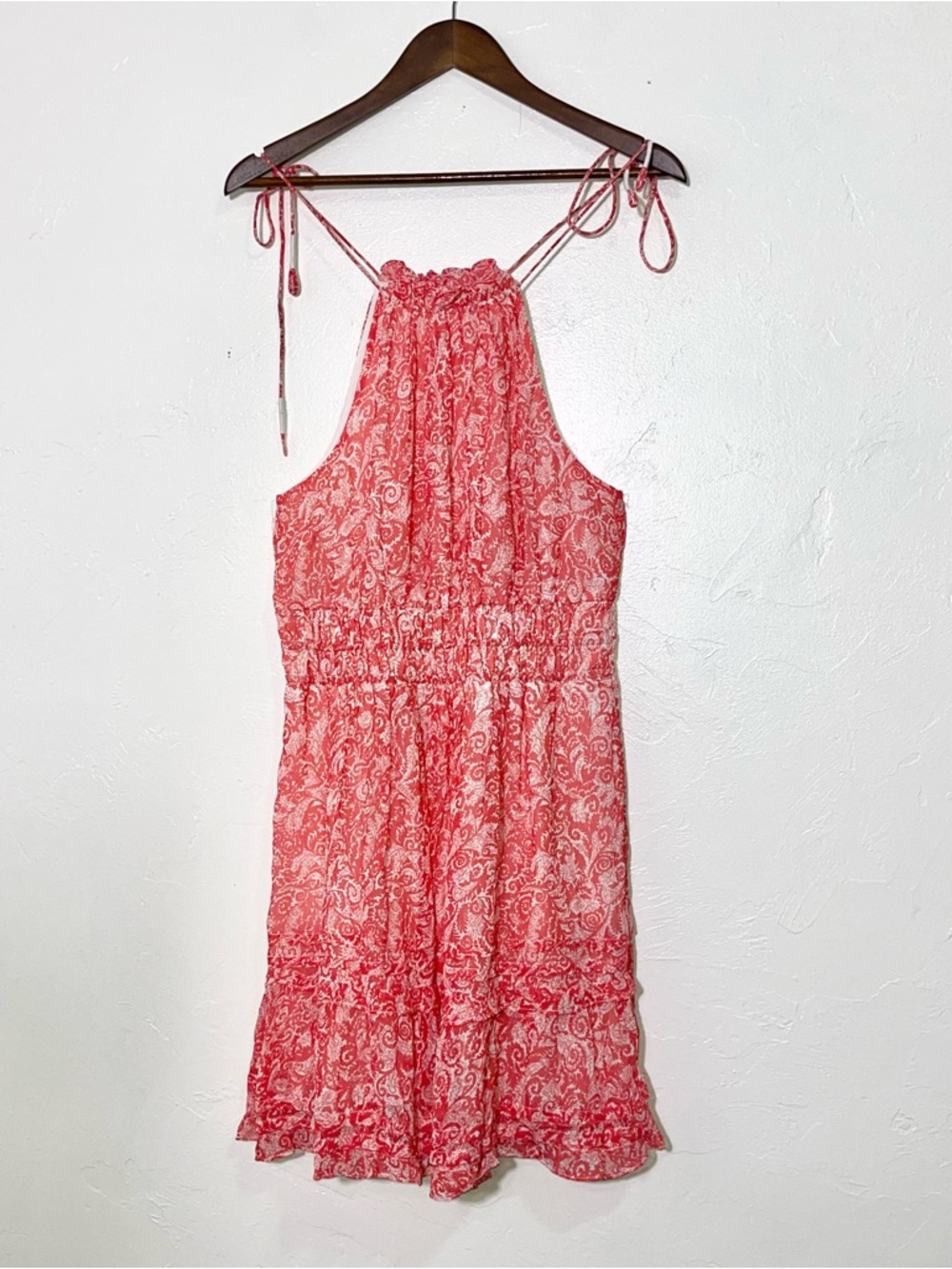 Anthropologie Somerset Halter Mini Dress Pink Coral Paisley Floral Size S - Picture 2 of 12